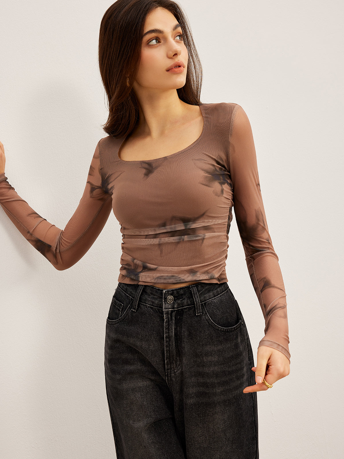Tanja | Tie-Dye Floral Mesh T-Shirt