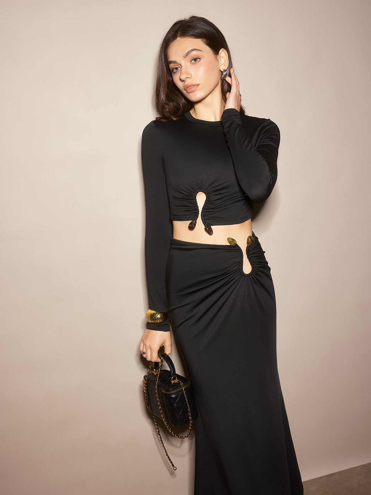 Laura | U-Ring Cutout Crop Rock Set