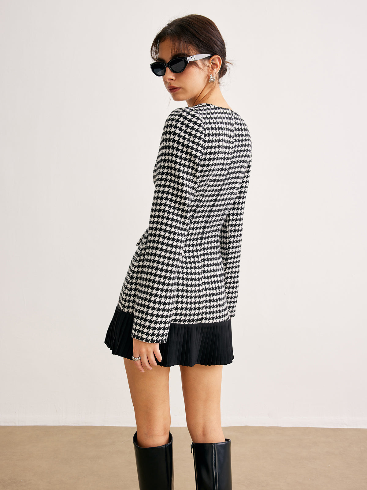 Klara | Houndstooth Panel Kurzkleid