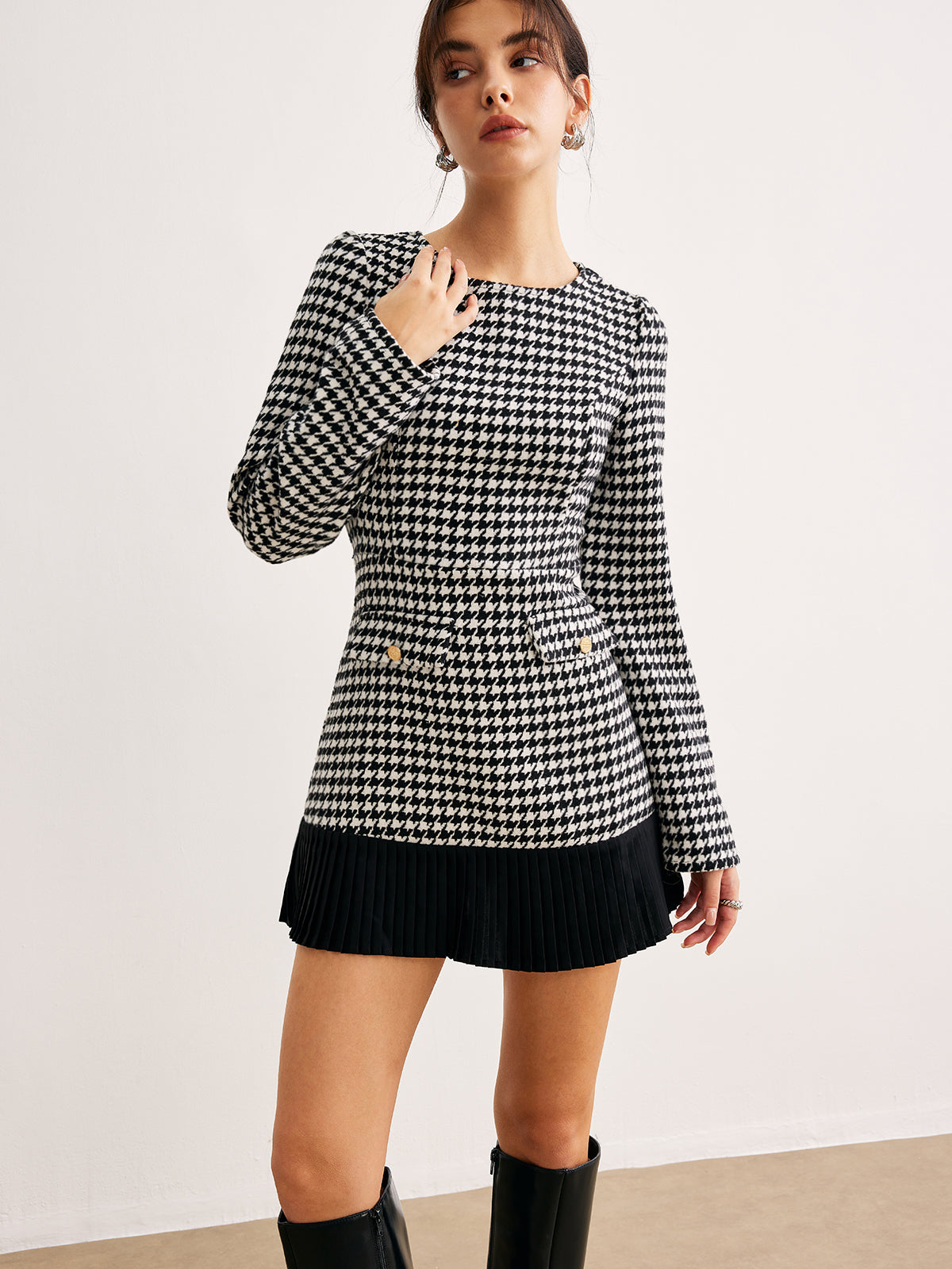 Klara | Houndstooth Panel Kurzkleid