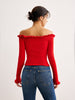 Isabella | Cold-Shoulder Bluse mit Lettuce Trim