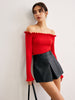 Isabella | Cold-Shoulder Bluse mit Lettuce Trim