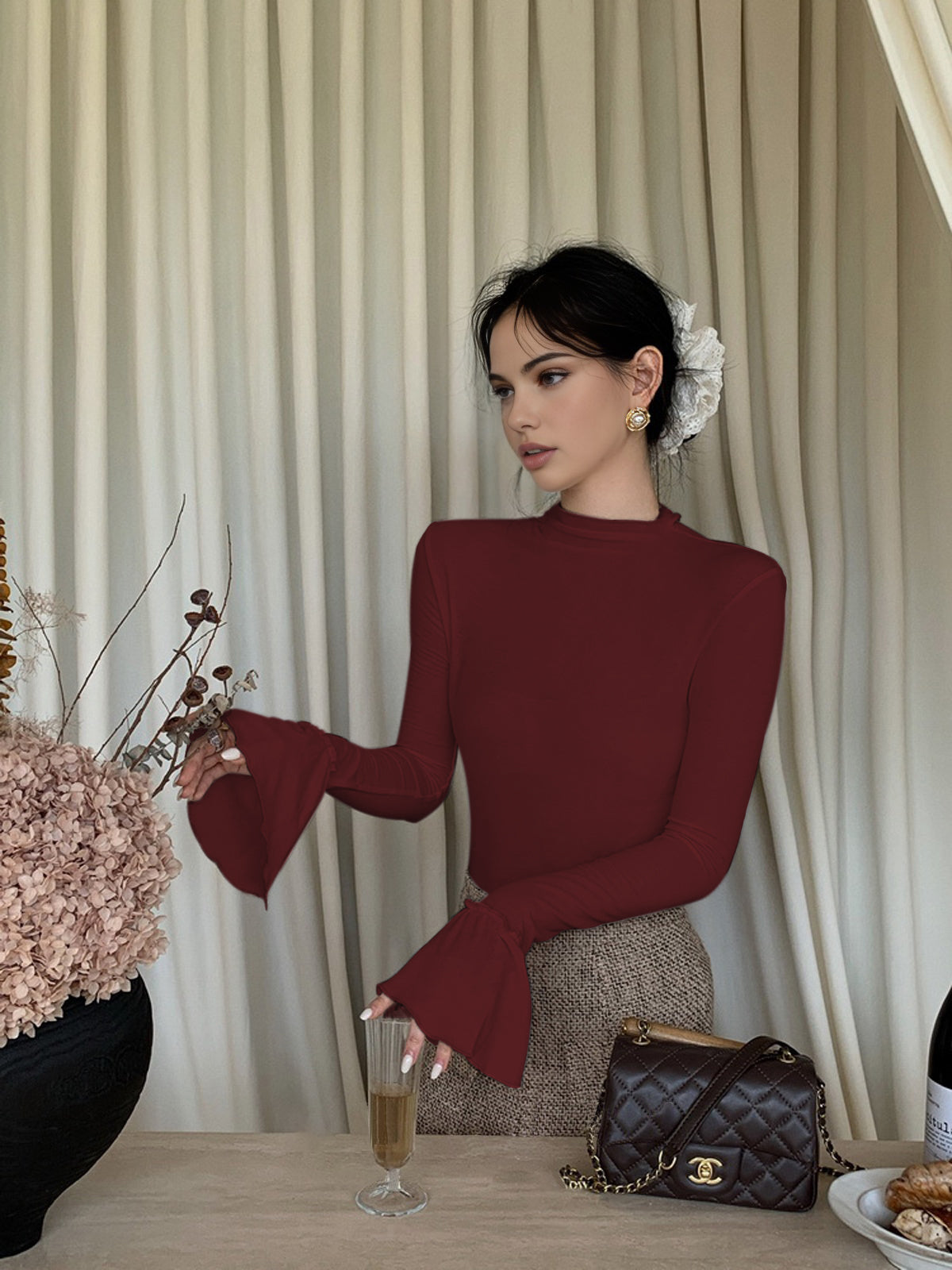 Clara | Elegantes Jersey-Top mit Rüschensaum