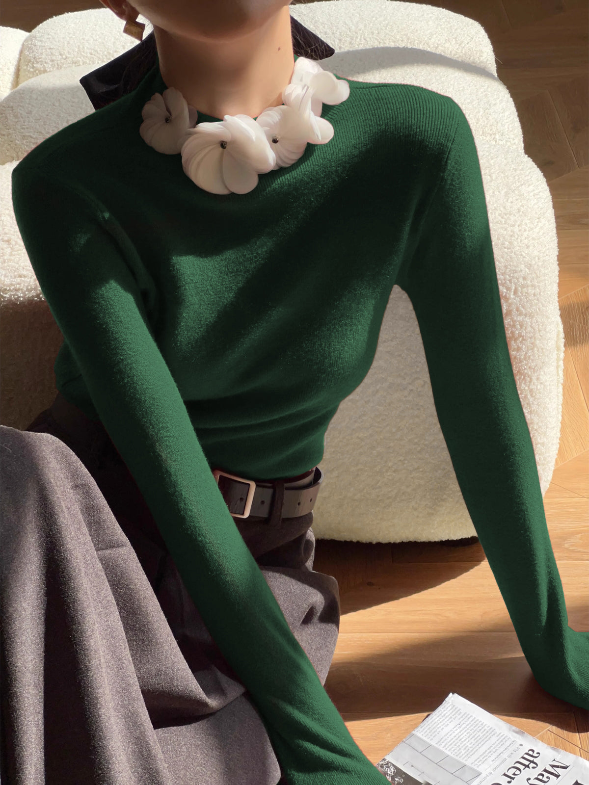 Clara | Eleganter Strickpullover mit Blumenmuster