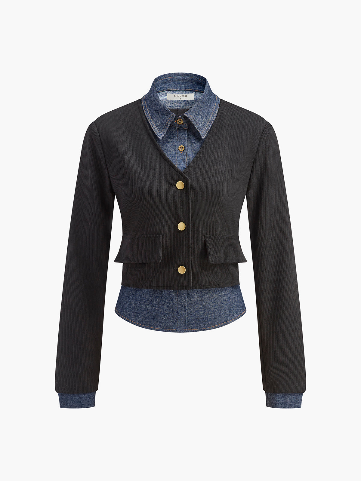 Clara | 2-in-1 Denim Panel Polo Bluse