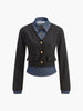 Clara | 2-in-1 Denim Panel Polo Bluse