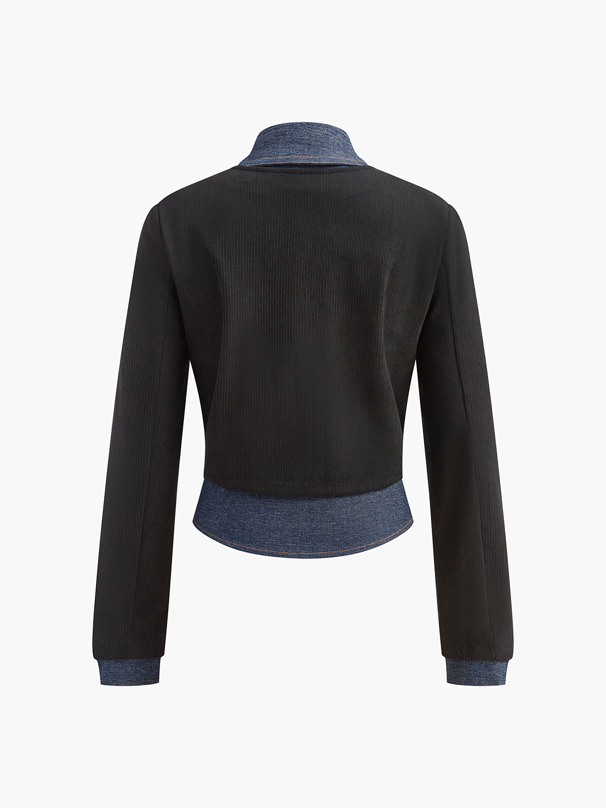 Clara | 2-in-1 Denim Panel Polo Bluse
