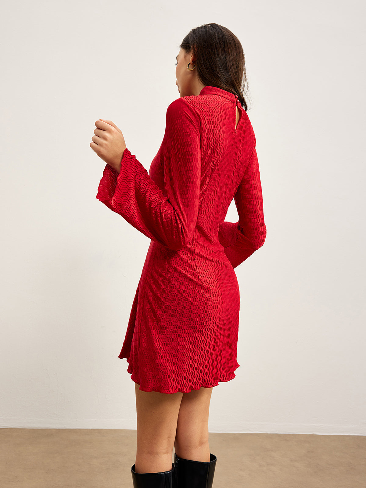Clara | Elegantes Mock Neck Kleid mit Struktur