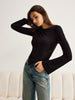 Hannah | Elegantes Jersey-Top mit Glockenärmeln und Knopfleiste
