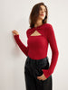 Laura | Elegantes Plisse T-Shirt mit Metal O-Ring-Ausschnitt