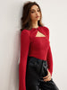 Laura | Elegantes Plisse T-Shirt mit Metal O-Ring-Ausschnitt