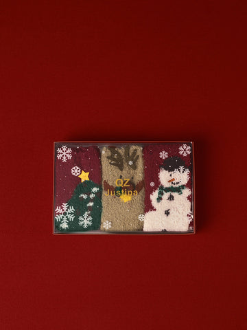 Julia | 3er-Pack Weihnachts-Socken aus Korallenvelours