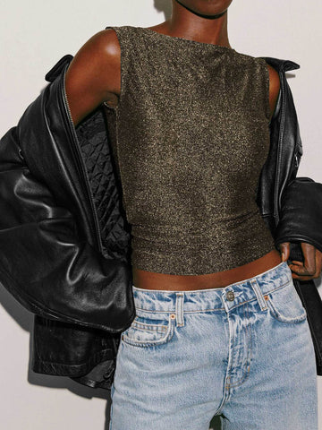 Mia | Elegantes Purl Crop Tank Top