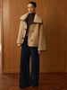 Clara | Eleganter Minky Mantel mit Kontrastbesatz