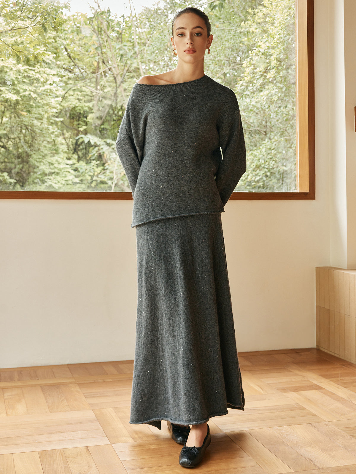 Clara | Glitzerndes Pailletten Pullover-Set
