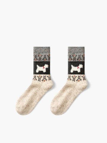 Clara | Hunde-Muster-Wollsocken