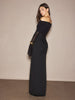 Melina | Off-Shoulder Maxikleid mit Mesh-Details