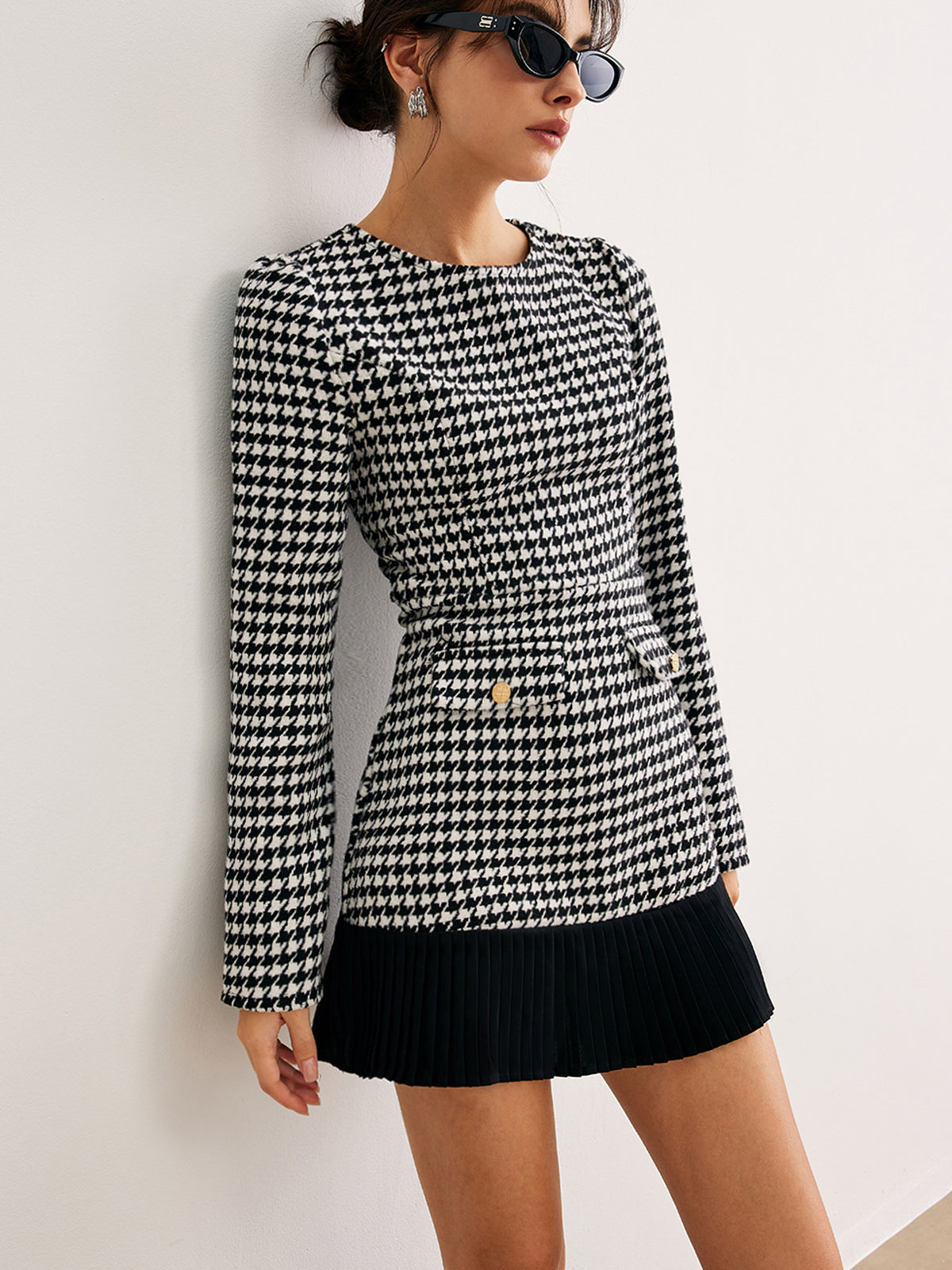 Klara | Houndstooth Panel Kurzkleid