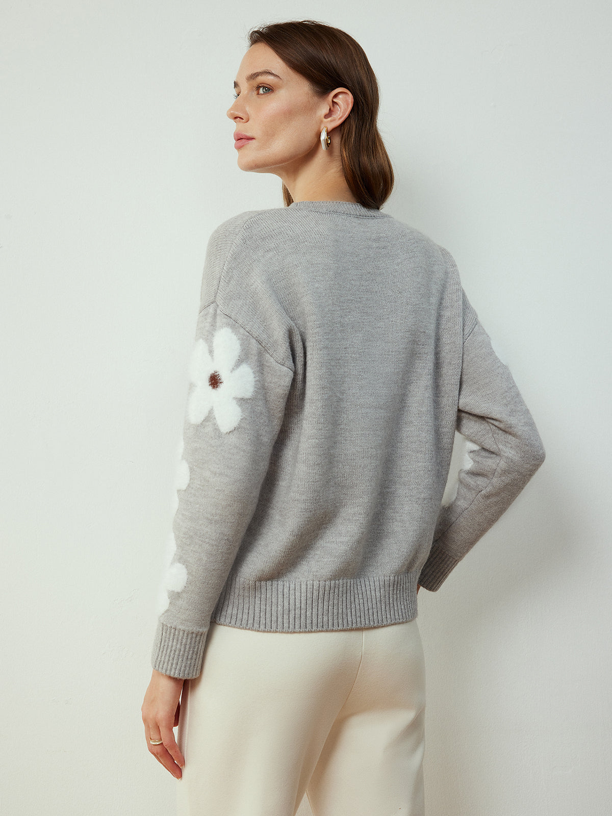 Clara | Jacquard Blüten Stricktop