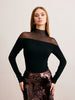 Emilia | Verführerische Jersey-Bluse mit Mesh-Panel