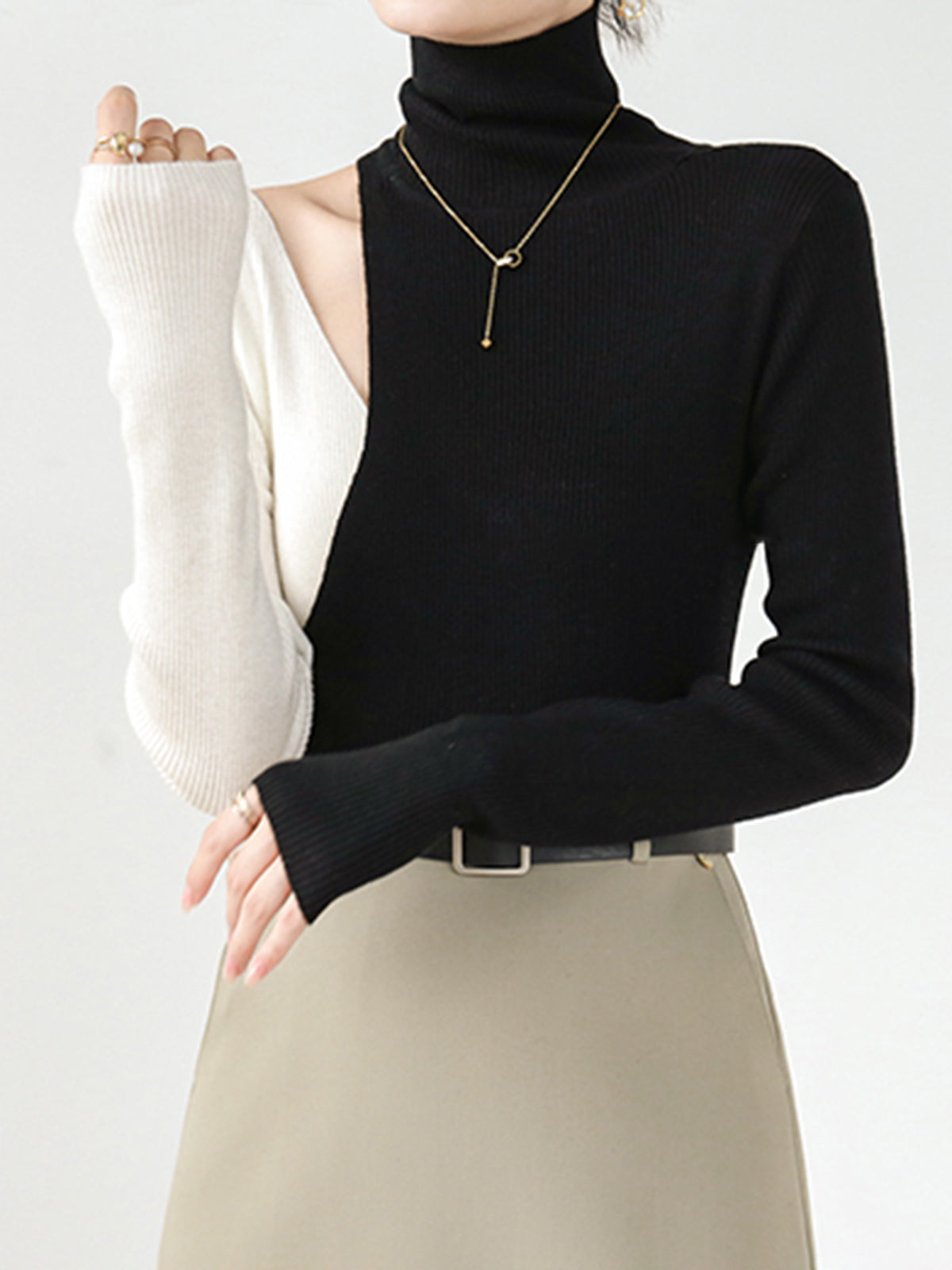 Clara | Colorblock Cutout Strickoberteil
