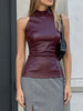 Laura | Ärmellose PU-Leder-Bluse