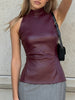 Laura | Ärmellose PU-Leder-Bluse