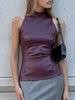 Laura | Ärmellose PU-Leder-Bluse