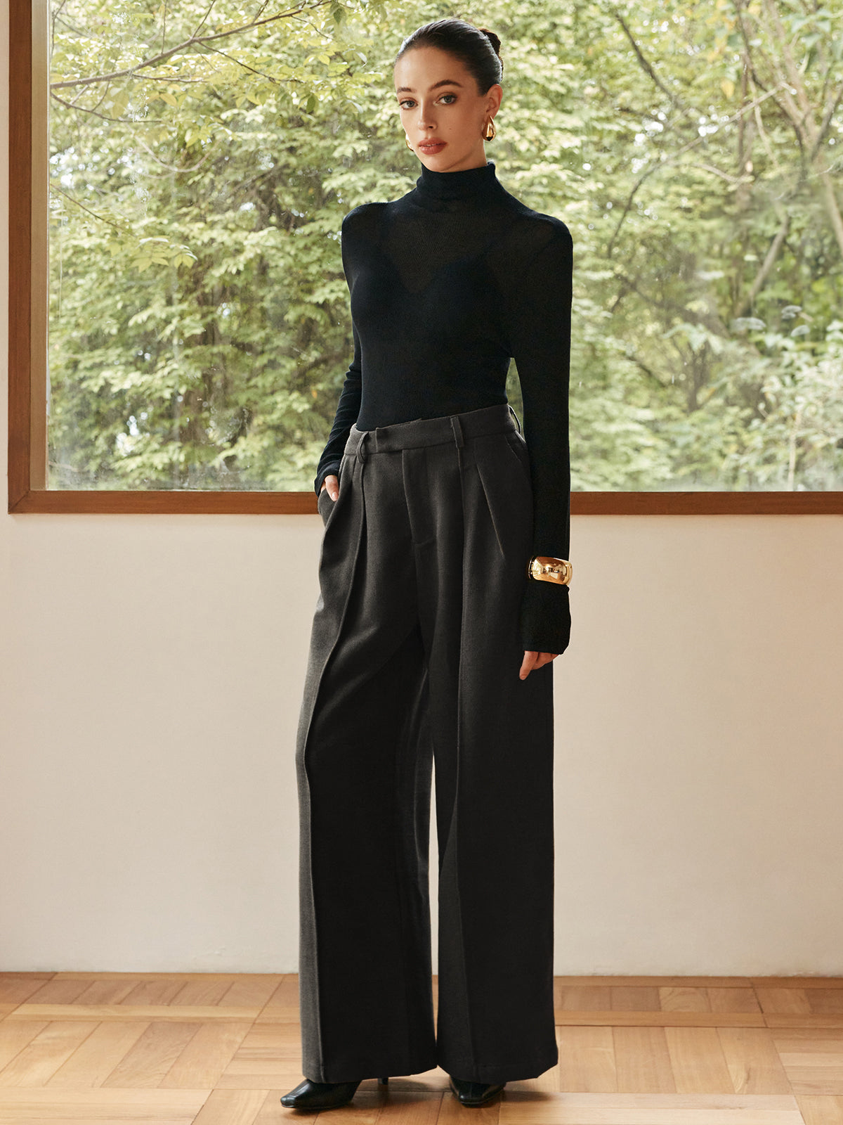Leonie | Elegante Faltenhose mit weitem Bein