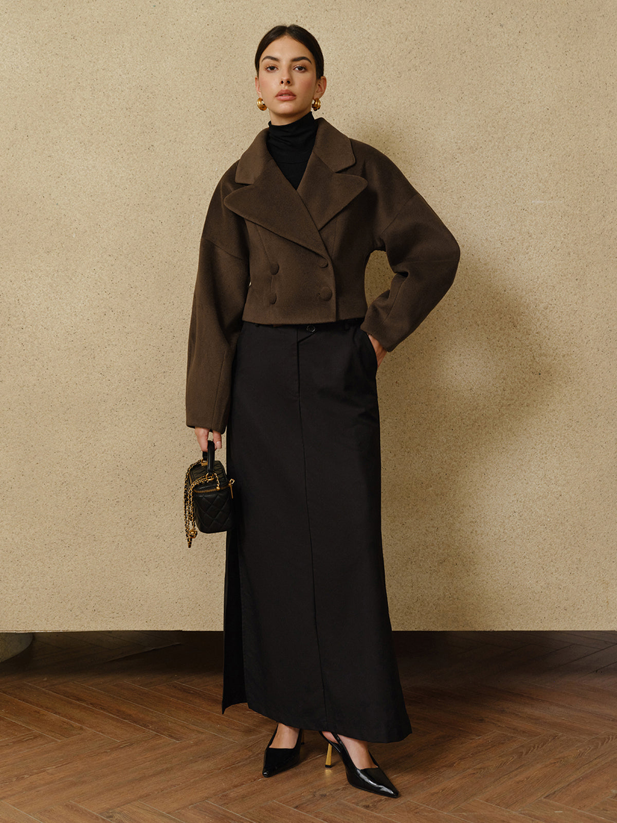 Max | Eleganter Kurzmantel mit Tweed-Revers