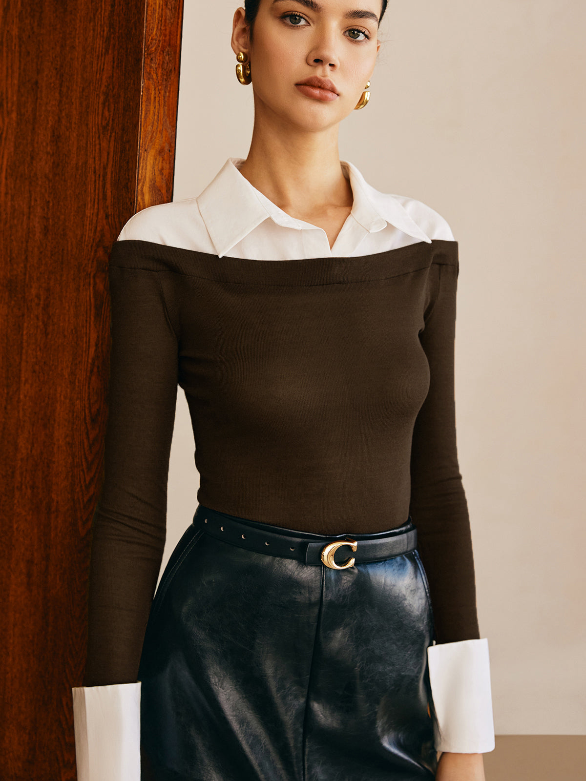 Carla | Elegantes Panel Jersey Slim Top