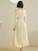 Annika | Off-Shoulder Faltenrock-Strickkleid