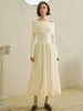 Annika | Off-Shoulder Faltenrock-Strickkleid