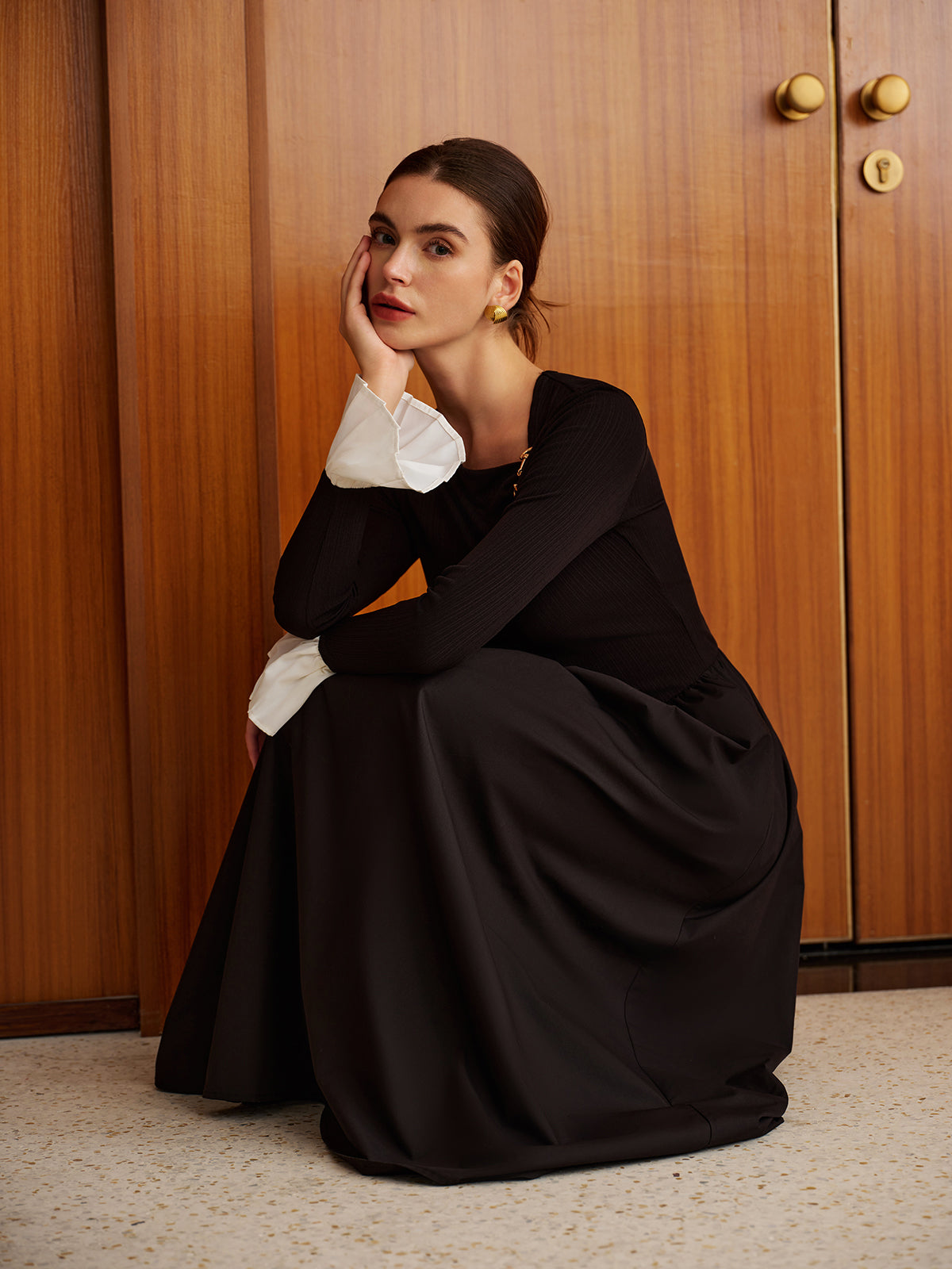 Clara | Rüschendetail Kleid mit Taschen ohne Gürtel