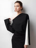 Clara | Asymmetrische Jersey-Bluse mit Farbblock