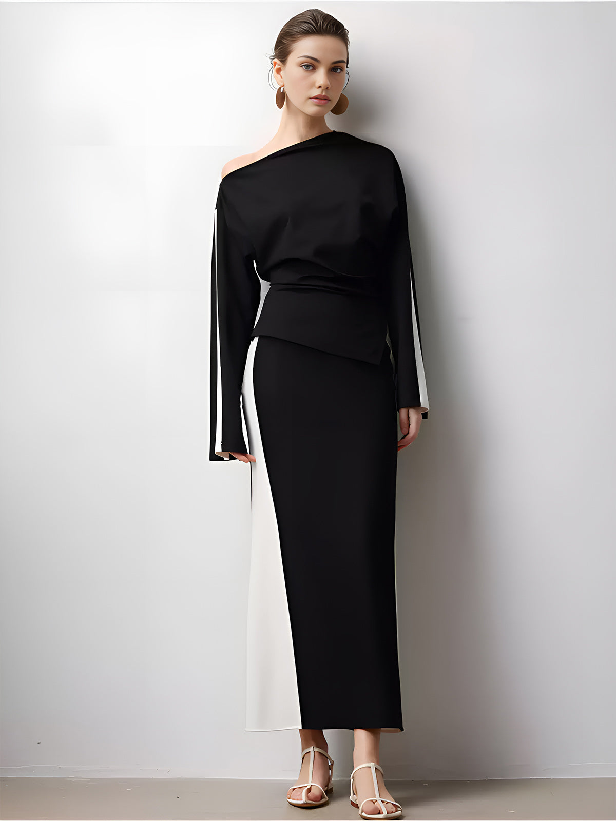Clara | Asymmetrische Jersey-Bluse mit Farbblock