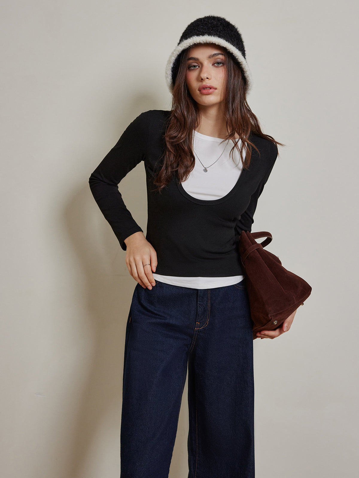 Mia | 2 in 1 Farbblock-Jersey-Top