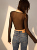 Emilia | Strukturiertes Langarm-Mesh-Korsett-Top