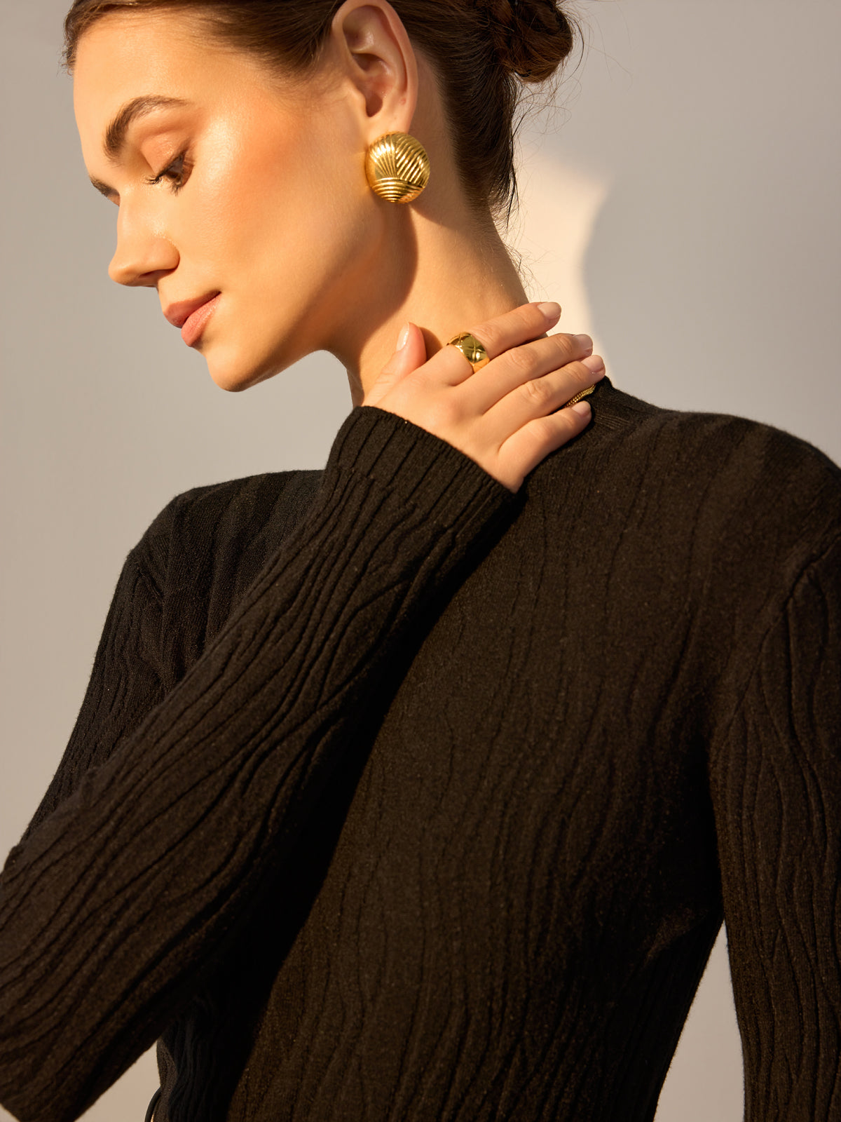 Mia | Minimalistisches Slim Plisse Stricktop