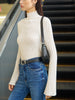 Lina | Mock Neck Plisse Skinny T-Shirt