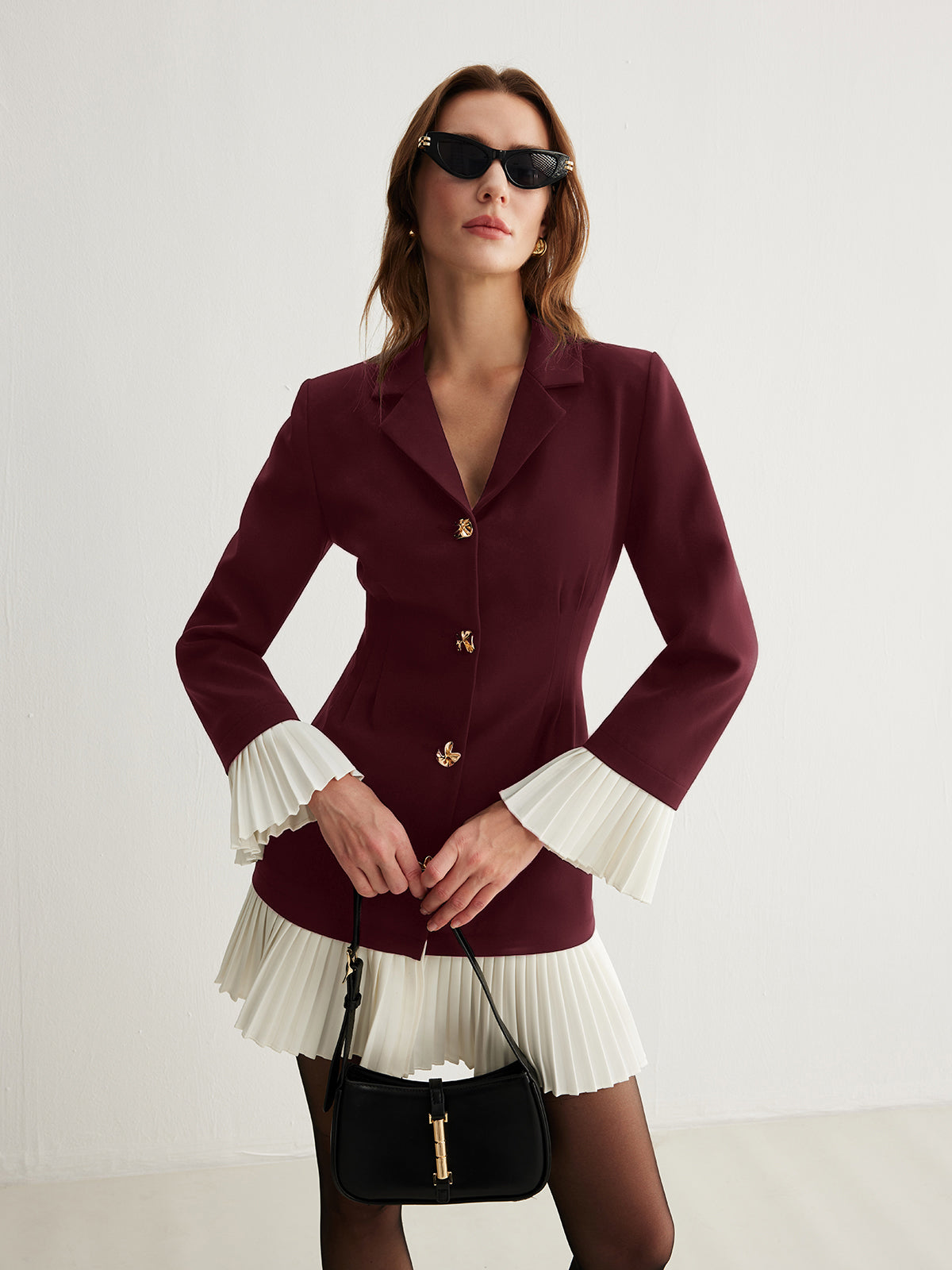 Leonie | Plissee-Kleid mit V-Ausschnitt und zwei Farben