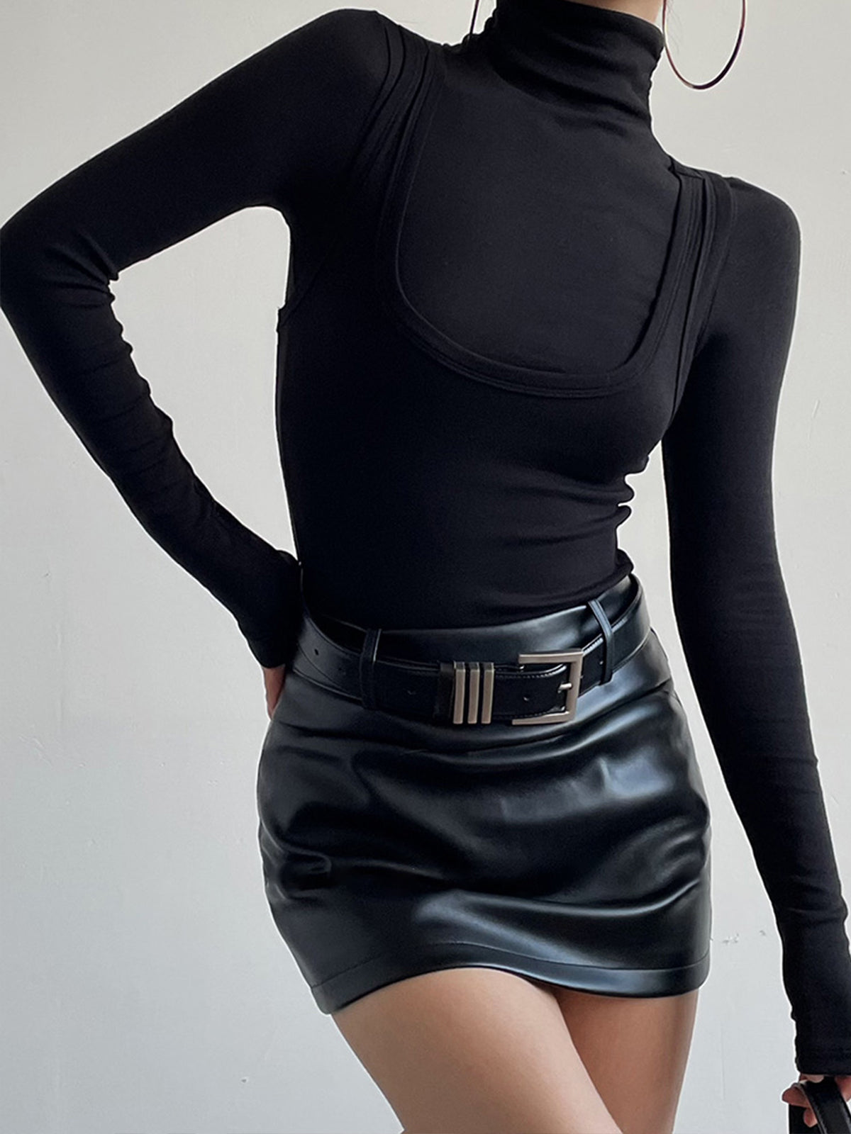 Lena | 2-in-1 Stehkragen-Jersey-Oberteil