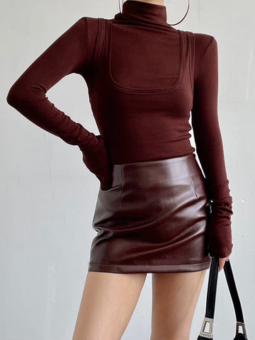 Lena | 2-in-1 Stehkragen-Jersey-Oberteil