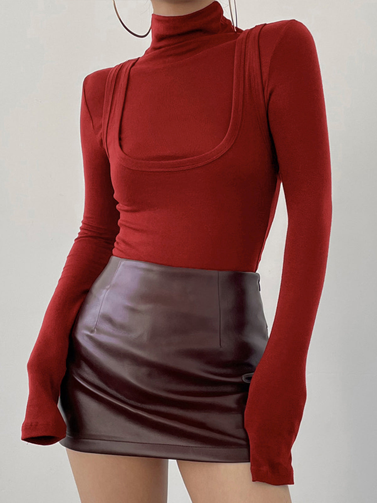 Lena | 2-in-1 Stehkragen-Jersey-Oberteil