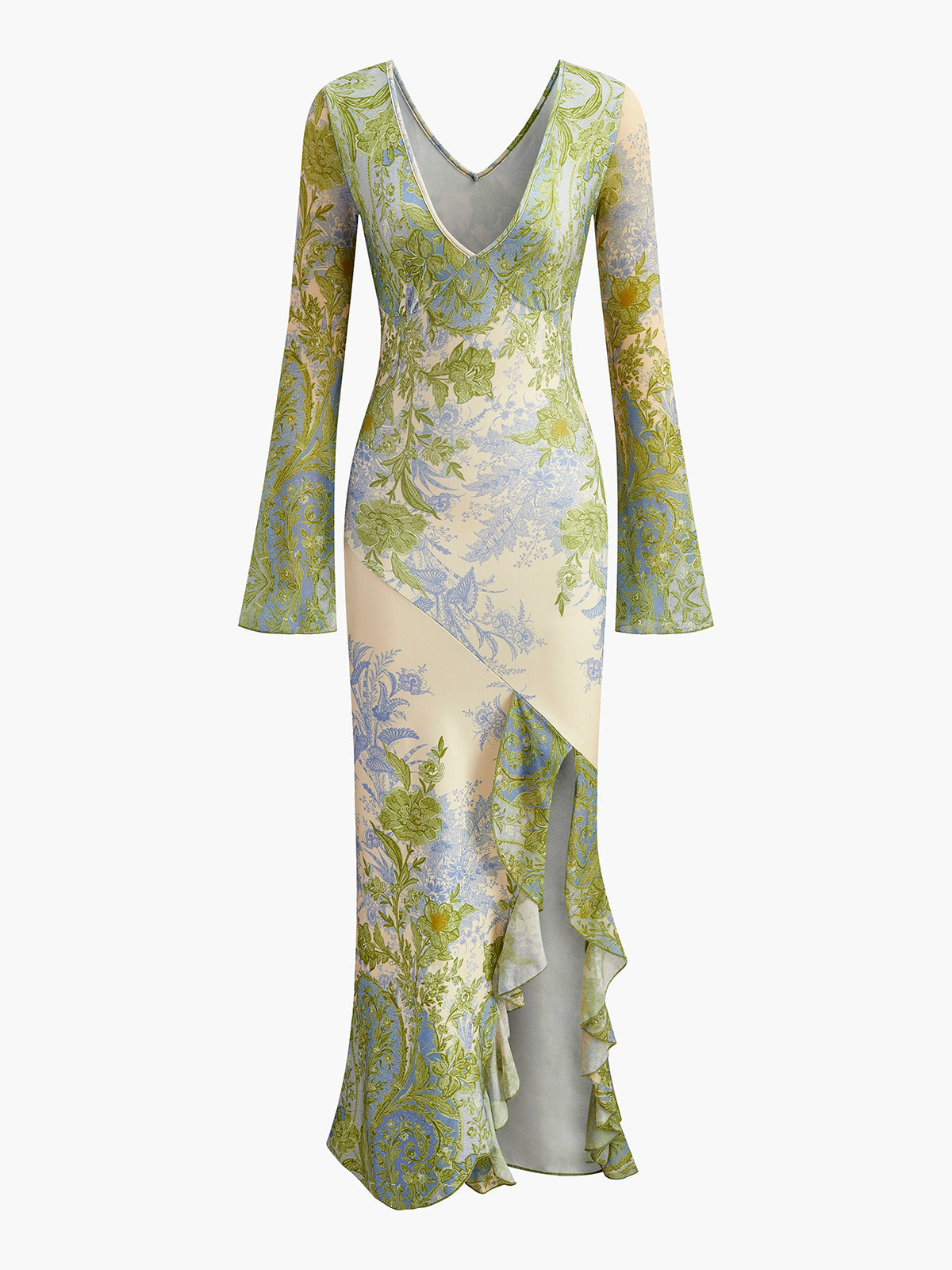Clara | Romantisches V-Ausschnitt Kleid mit Rüschenprint