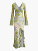 Clara | Romantisches V-Ausschnitt Kleid mit Rüschenprint