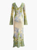 Clara | Romantisches V-Ausschnitt Kleid mit Rüschenprint
