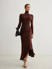 Clara | Asymmetrisches Maxikleid mit hohem Kragen