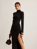 Nora | Elegantes Maxikleid mit Stehkragen und Schlitz