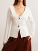 Clara | Eleganter V-Ausschnitt Cardigan mit Waterdrop-Buttons
